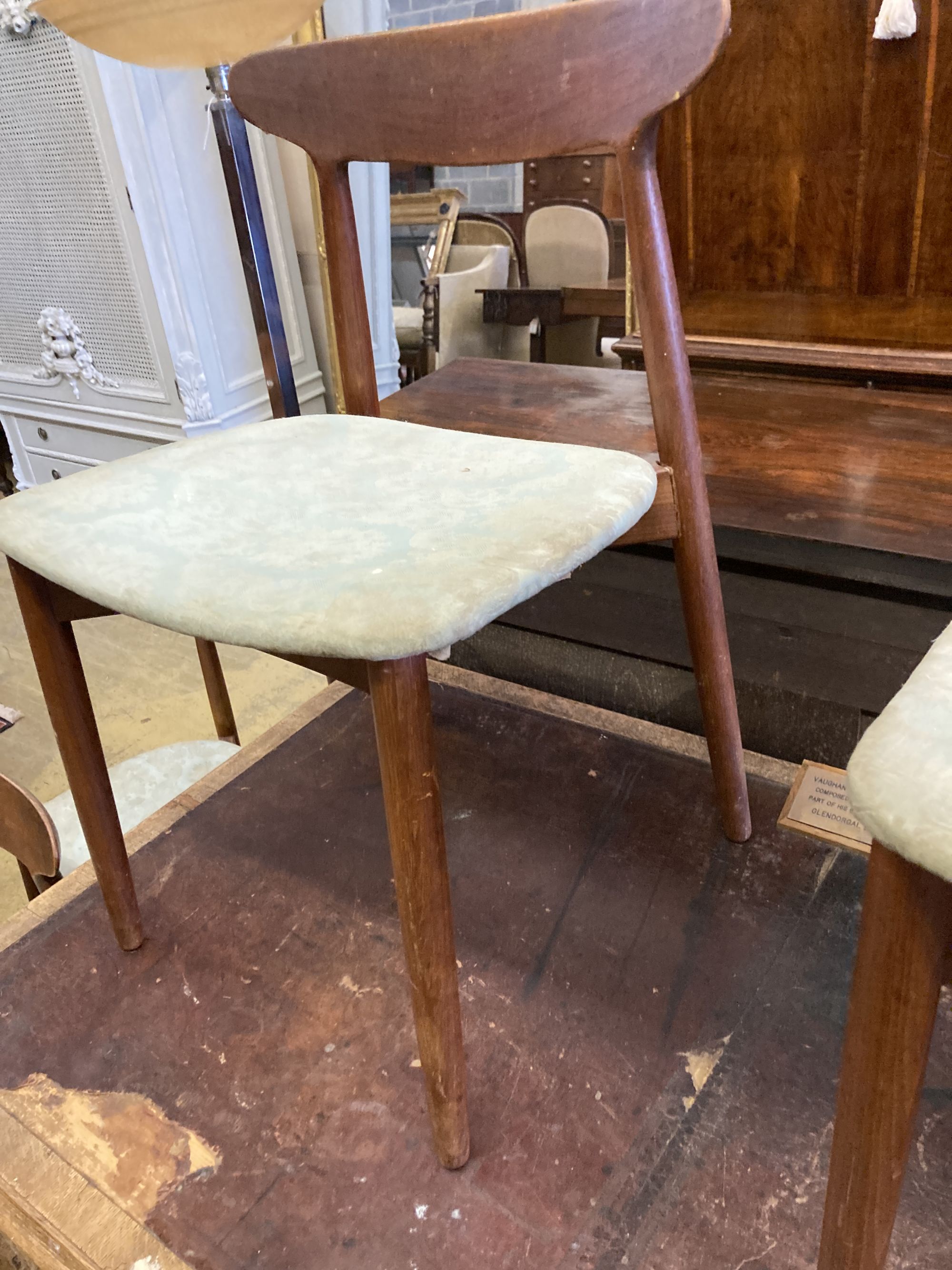 Harry Ostergaard for Randers Mobelfabrik. A set of six teak dining chairs, width 49cm, depth 44cm, height 77cm